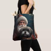 Yorkipoo met sinterklaas feestelijke kerst tote bag (Dichtbij)