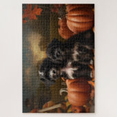 Yorkipoo Pup Autumn Delight Pompoen Legpuzzel (Verticaal)