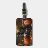 Yorkipoo Puppy Herfst Delight Pompoen Bagagelabel (Voorkant verticaal)