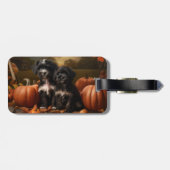 Yorkipoo Puppy Herfst Delight Pompoen Bagagelabel (Achterkant horizontaal)