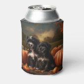 Yorkipoo Puppy Herfst Delight Pompoen Blikjeskoeler (Blikje Achterkant)