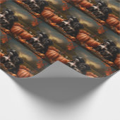 Yorkipoo Puppy Herfst Delight Pompoen Cadeaupapier (Hoek)