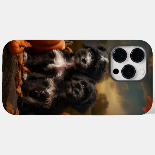Yorkipoo Puppy Herfst Delight Pompoen Case-Mate iPhone Case (Achterkant (horizontaal))