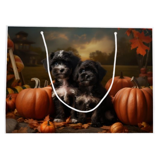 Yorkipoo Puppy Herfst Delight Pompoen Groot Cadeauzakje (Achterkant)