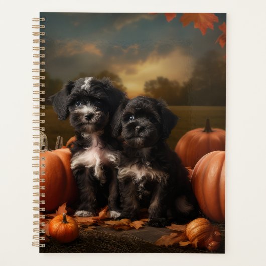 Yorkipoo Puppy Herfst Delight Pompoen Planner (Voorkant)