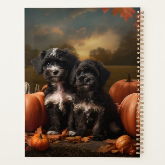 Yorkipoo Puppy Herfst Delight Pompoen Planner (Achterkant)