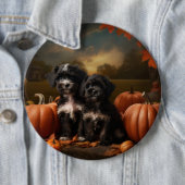 Yorkipoo Puppy Herfst Delight Pompoen Ronde Button 6,0 Cm (In situ)