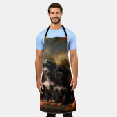 Yorkipoo Puppy Herfst Delight Pompoen Schort (Gedragen)