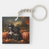 Yorkipoo Puppy Herfst Delight Pompoen Sleutelhanger (Achterkant)