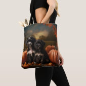 Yorkipoo Puppy Herfst Delight Pompoen Tote Bag (Dichtbij)