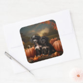 Yorkipoo Puppy Herfst Delight Pompoen Vierkante Sticker (Envelop)