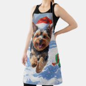 Yorkipoo Rent in de Sneeuw met Kerstmuts Schort (Insitu)
