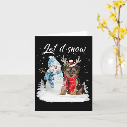 Yorkipoo Santa Dog Christmas Snowman Xmas Pajama 1 Kaart (Gele Bloem)