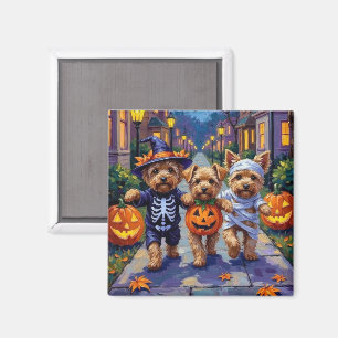 Yorkipoo snoep vragen in Halloween kostuums Magneet