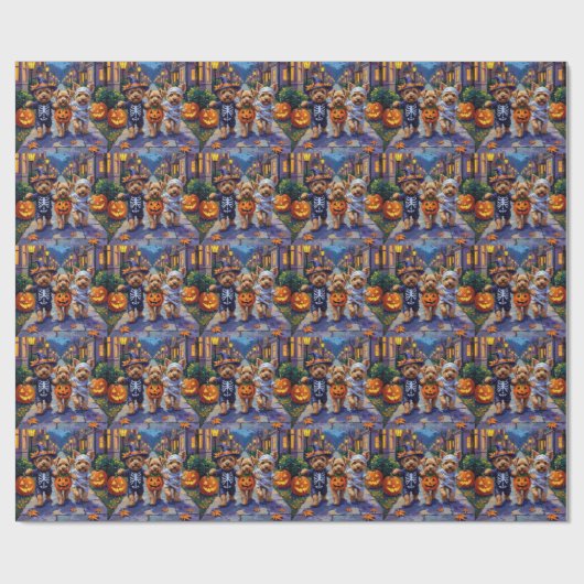 Yorkipoo Trick-or-Treating in Halloween Costumes Cadeaupapier (Vlak)