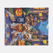 Yorkipoo Trick-or-Treating in Halloween Costumes Fleece Deken (Voorkant (Horizontaal))