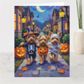 Yorkipoo Trick-or-Treating in Halloween Costumes Kaart (Voorkant)