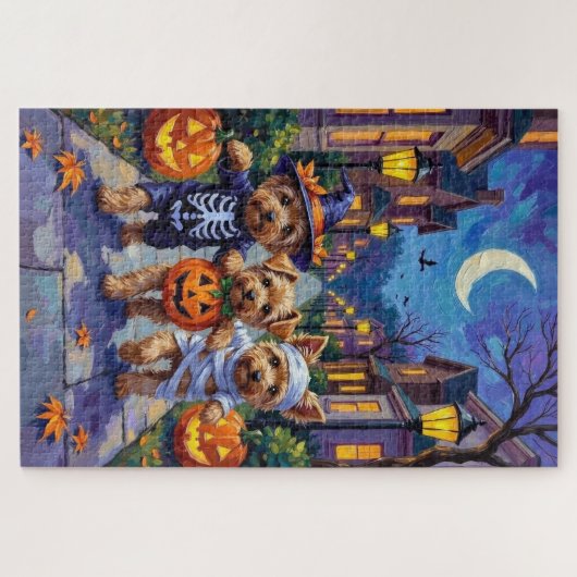 Yorkipoo Trick-or-Treating in Halloween Costumes Legpuzzel (Horizontaal)