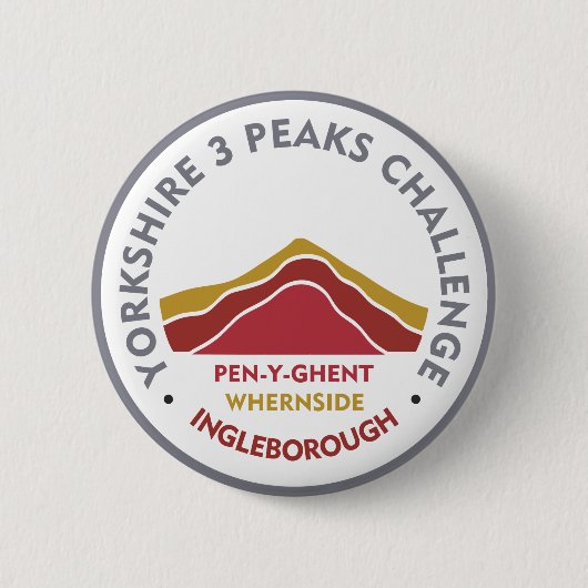 Yorkshire 3 Peaks Challenge Hiking Route Ronde Button 5,7 Cm (Voorkant)