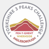 Yorkshire 3 Peaks Challenge Hiking Route Ronde Sticker (Voorkant)