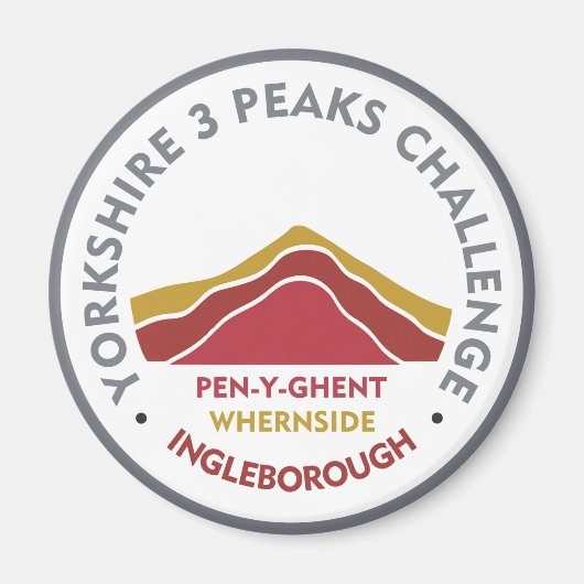 Yorkshire 3 Peaks Challenge Wandelroute Magneet (Voorkant)