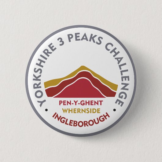 Yorkshire 3 Peaks Challenge Wandelroute Ronde Button 5,7 Cm (Voorkant)