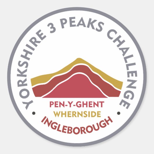 Yorkshire 3 Peaks Challenge Wandelroute Ronde Sticker (Voorkant)