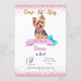 Yorkshire Birthday Invitation, Yorkshire Terrier Kaart