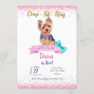 Yorkshire Birthday Invitation, Yorkshire Terrier Kaart