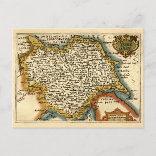 Yorkshire County England Oude antiquarische atlas  Briefkaart