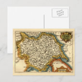 Yorkshire County England Oude antiquarische atlas Briefkaart (Voorkant / Achterkant)