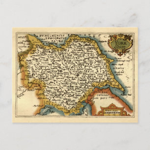 Yorkshire County England Oude antiquarische atlas  Briefkaart