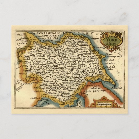 Yorkshire County England Oude antiquarische atlas Briefkaart (Voorkant)