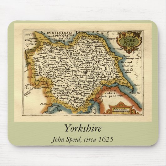 Yorkshire County England Oude antiquarische atlas Muismat (Voorkant)