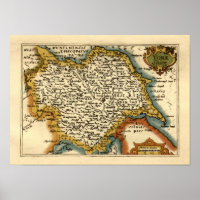 Yorkshire County England Oude antiquarische atlas