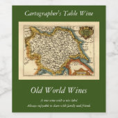 Yorkshire County England Oude antiquarische atlas  Wijn Etiket (Enkel label)