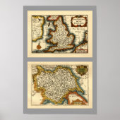 Yorkshire County Map, Engeland Poster (Voorkant)