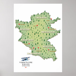 Yorkshire Dales Engeland kaart Poster