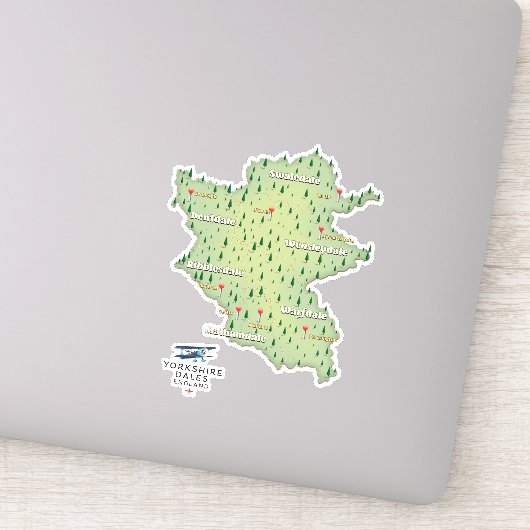 Yorkshire Dales Engeland kaart Sticker (Detail)
