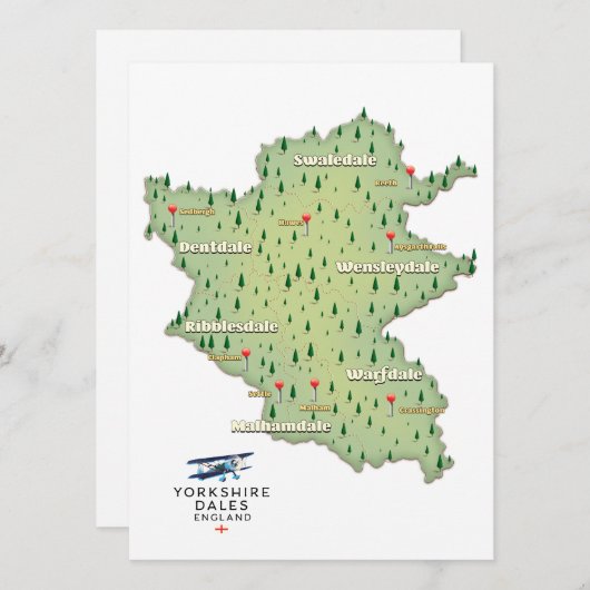 Yorkshire Dales England-kaart (Voorkant / Achterkant)