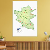 Yorkshire Dales England-kaart Canvas Afdruk (Insitu (Woonkamer))