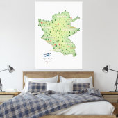 Yorkshire Dales England-kaart Canvas Afdruk (Insitu (Slaapkamer))