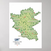 Yorkshire Dales England-kaart Poster (Voorkant)