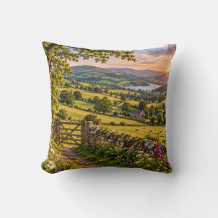 Yorkshire Dales Landschap bij Zonsondergang Kussen