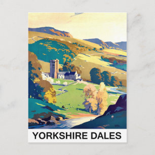 Yorkshire Dales-landschap, vintage reis Briefkaart
