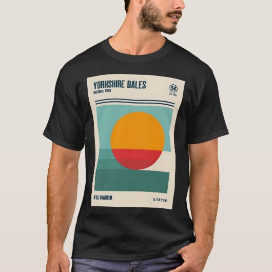 Yorkshire Dales National Park Retro Reizen Kunst T-shirt (Voorkant)
