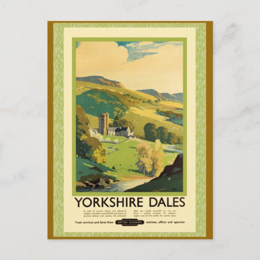 Yorkshire Dales Travel Poster Briefkaart (Voorkant)