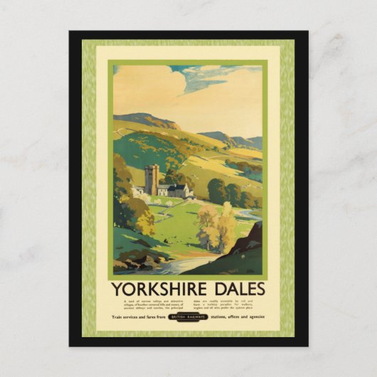 Yorkshire Dales Travel Poster Briefkaart (Voorkant)