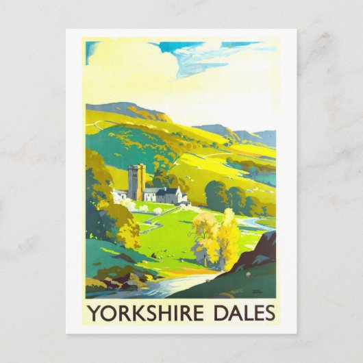  Yorkshire Dales UK Travel Poster Briefkaart (Voorkant)
