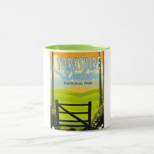 Yorkshire dales vintage-poster tweekleurige koffiemok